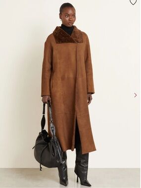 Nour hammour birthday reversible lamb leather suede & real fur shearling